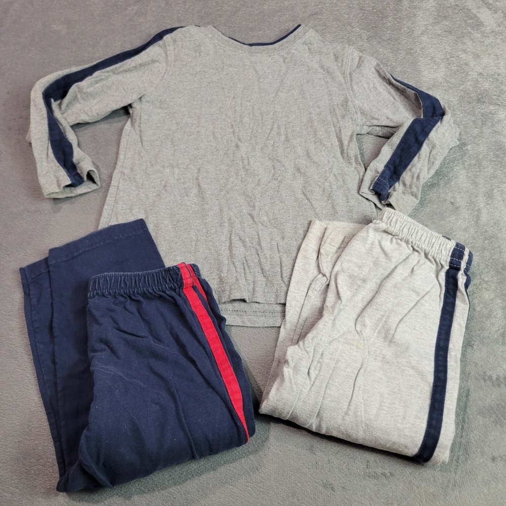 Kid Connection Outfit Set Boys 3T Gray Navy Blue 3pc Shirt Joggers Sporty Stripe